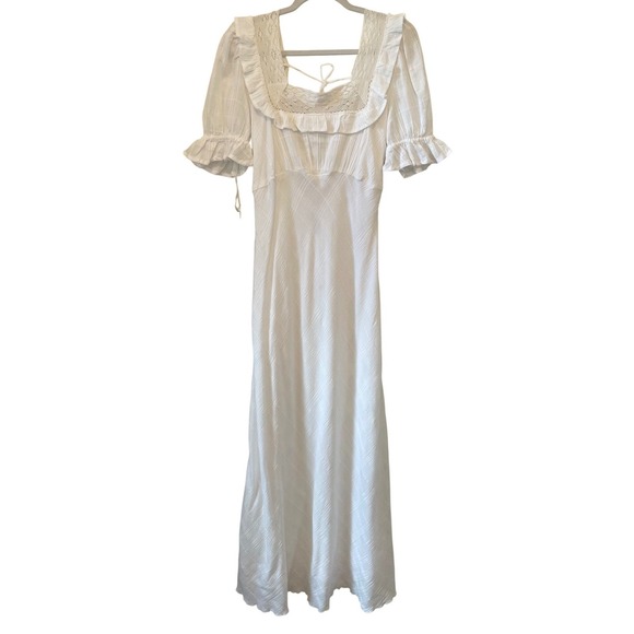 Free People Size S White Now & Forever Endless Summer Maxi Dress Puff Sleeve - Picture 2 of 14